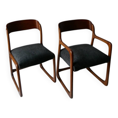Fateuil et chaise traîneau par Baumann