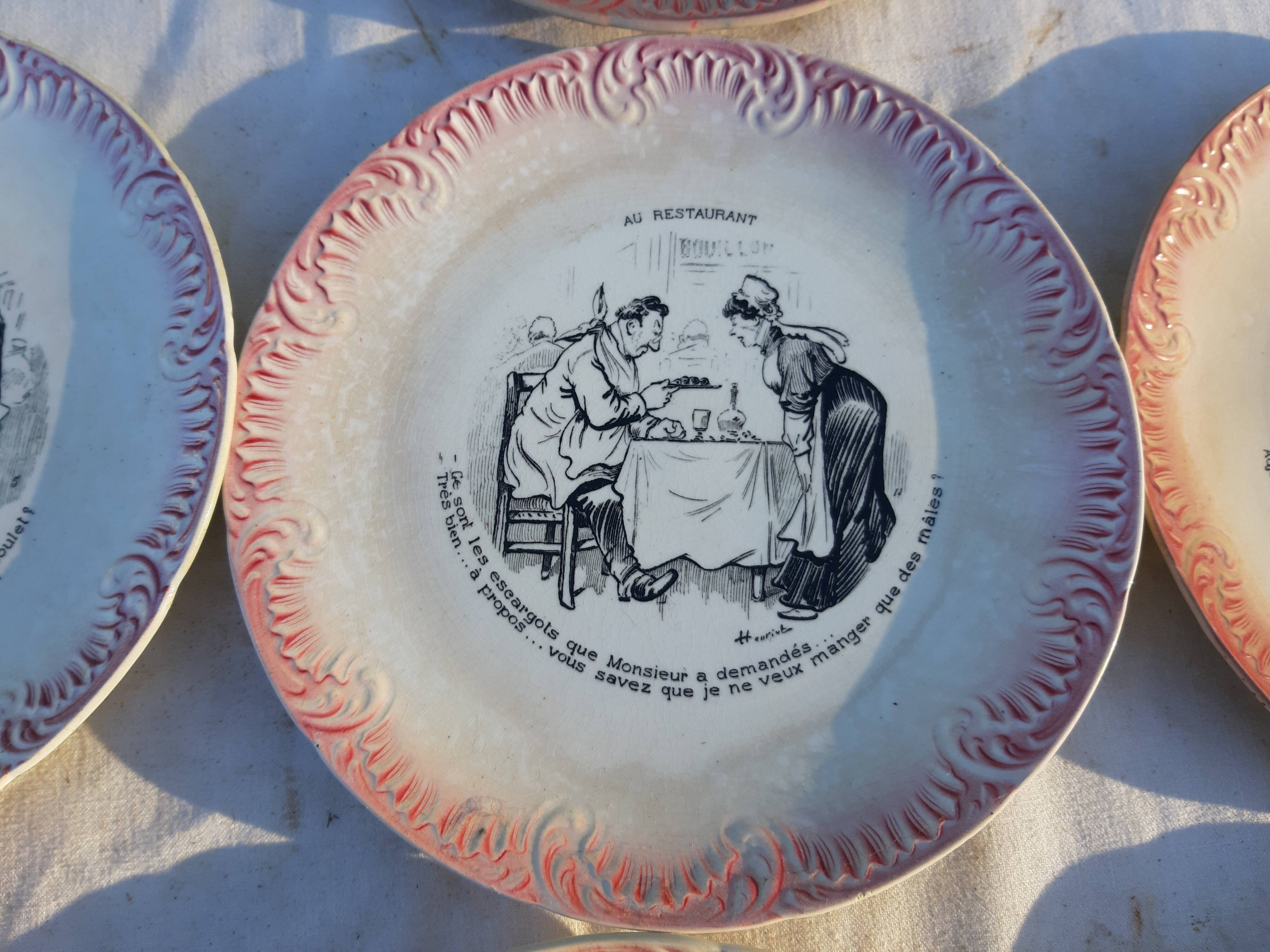 7 Digoin Sarreguemines plates in earthenware