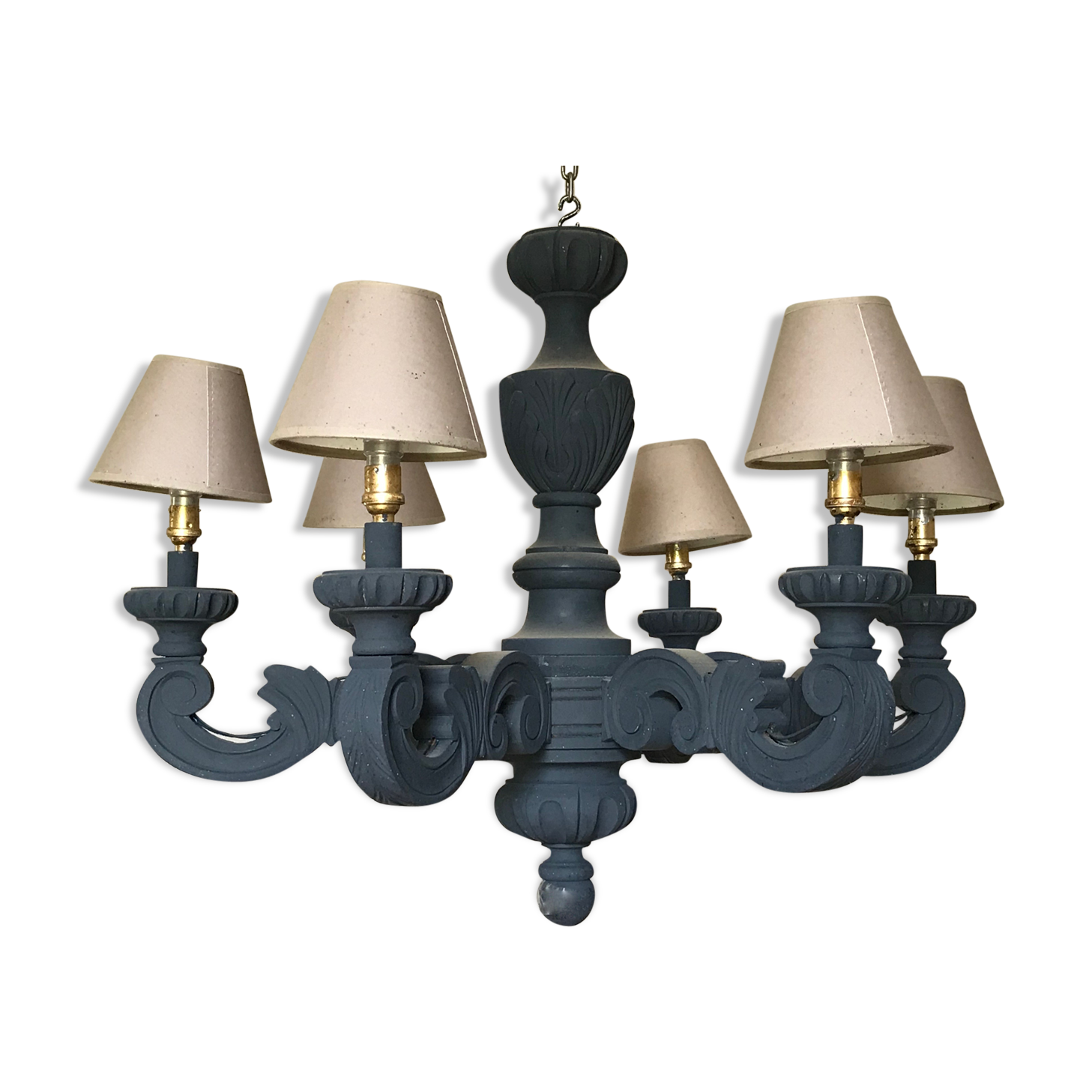 Solid wood chandelier from the 50's