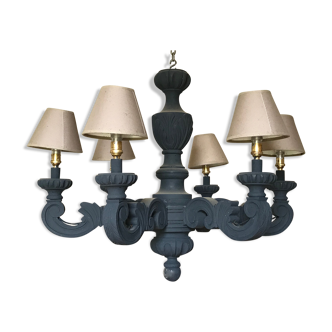 Solid wood chandelier from the 50's