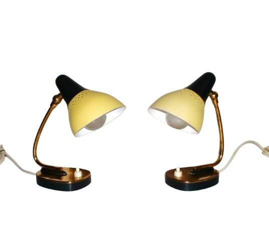Pair of 1950s Design Bedside Table Lamps Art Nouveau, Stilnovo, Rockabilly
