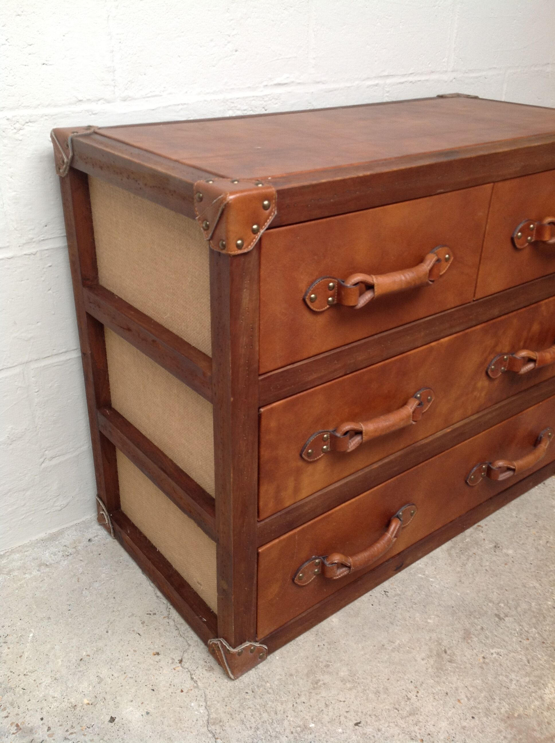 Wooden and leather dresser
