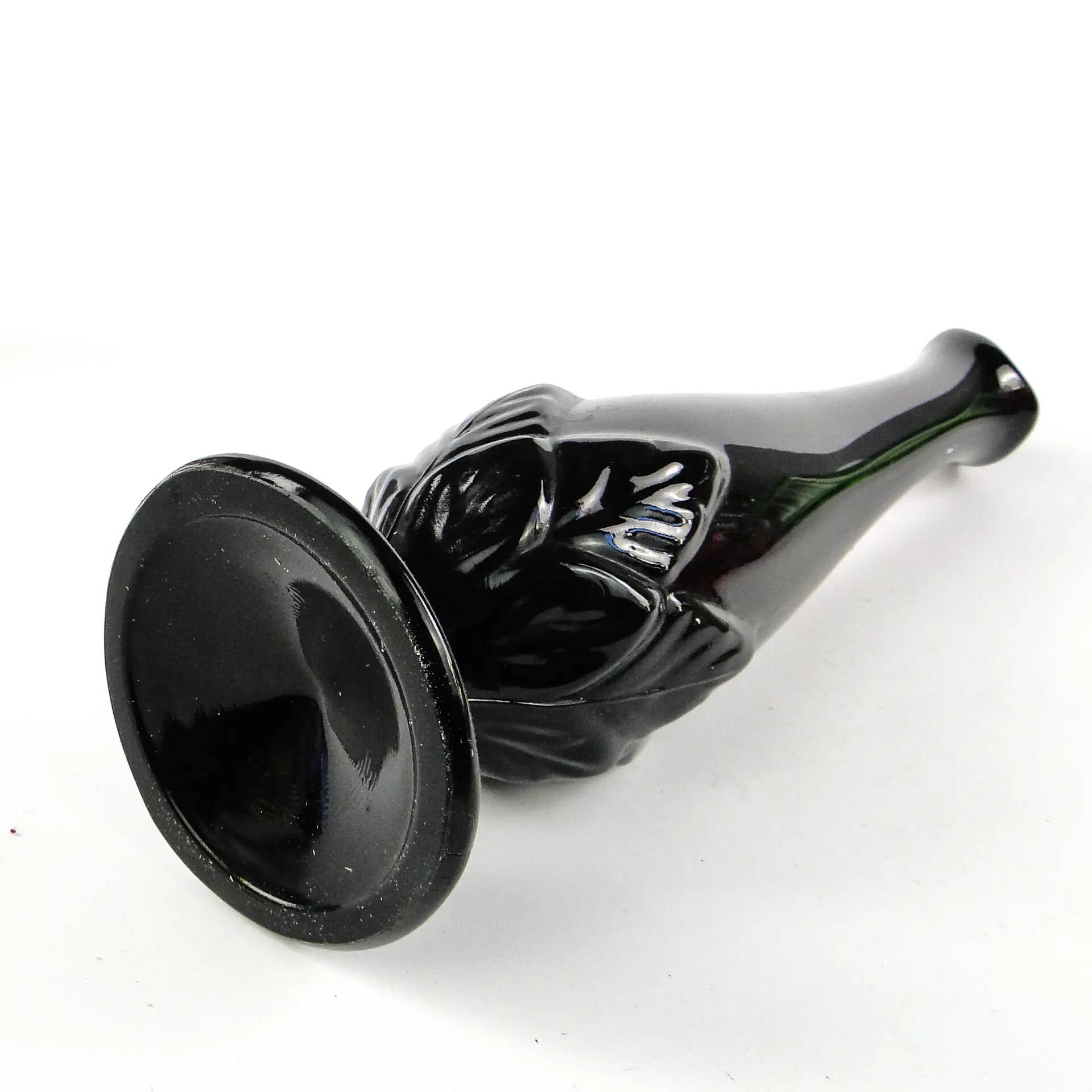 Art Deco vase, black glass, Ząbkowice, Poland, 1970s