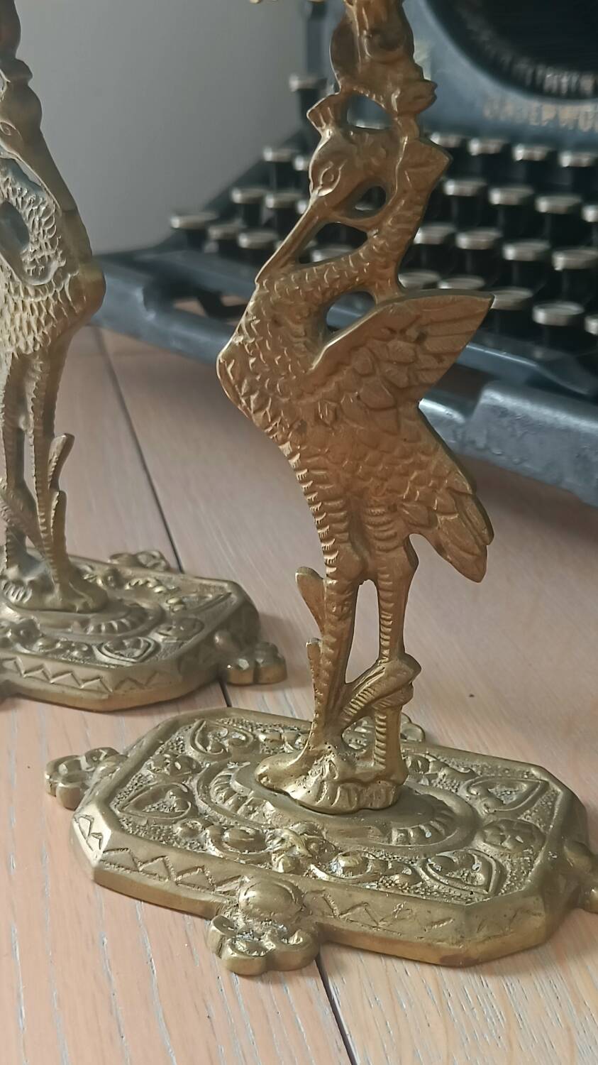 Paire de bougeoirs anciens Style orientaliste Art déco