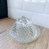 Chiseled glass butter tray