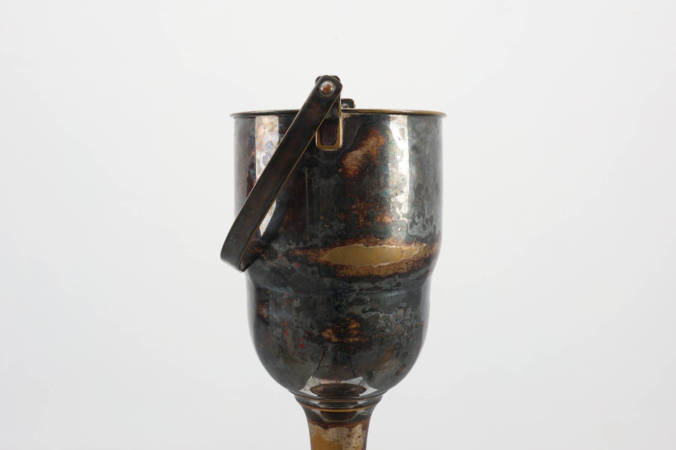 Art Deco silvered copper Champagne bucket on stand, France 1910
