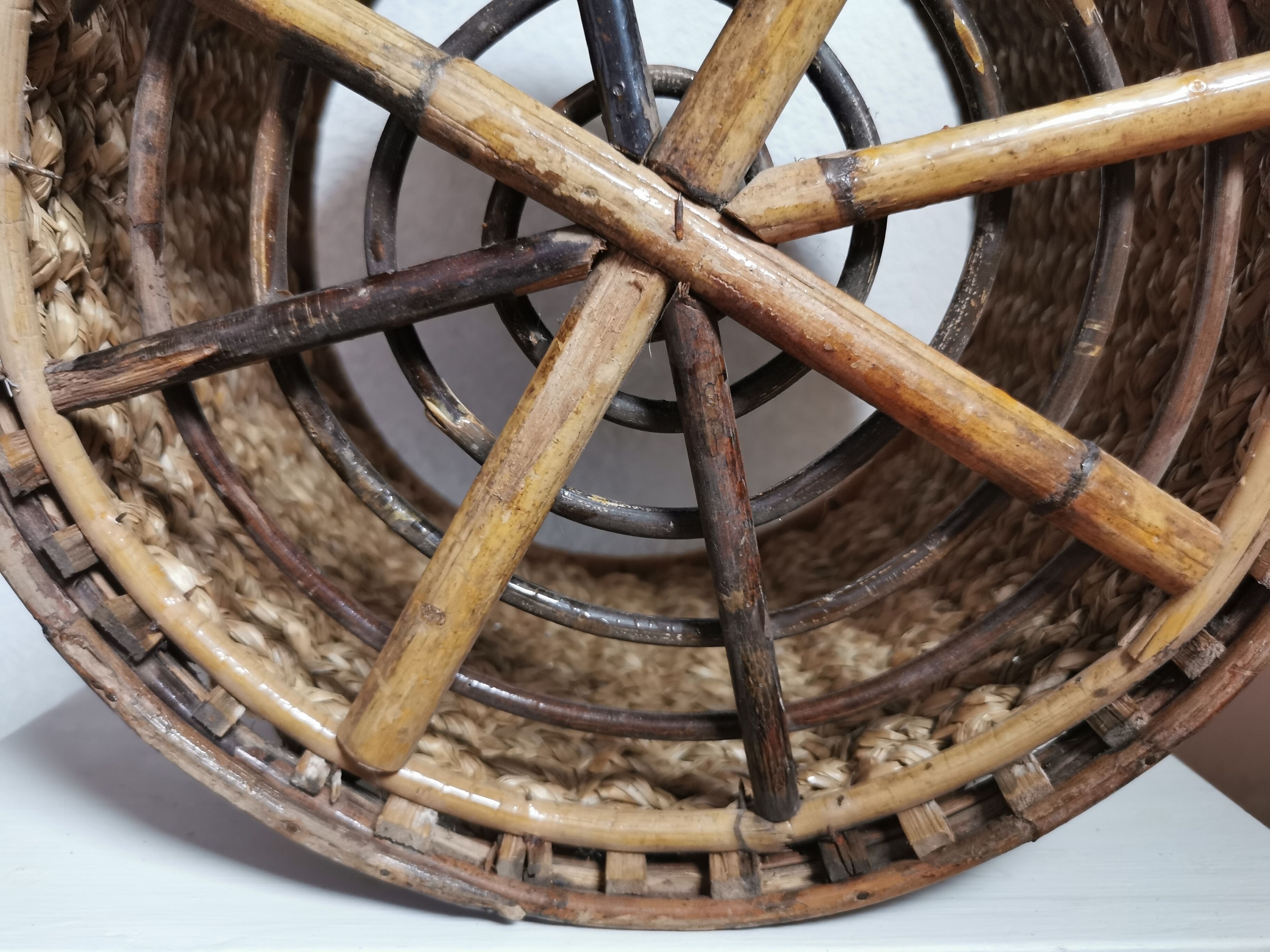 Vintage woven fiber basket