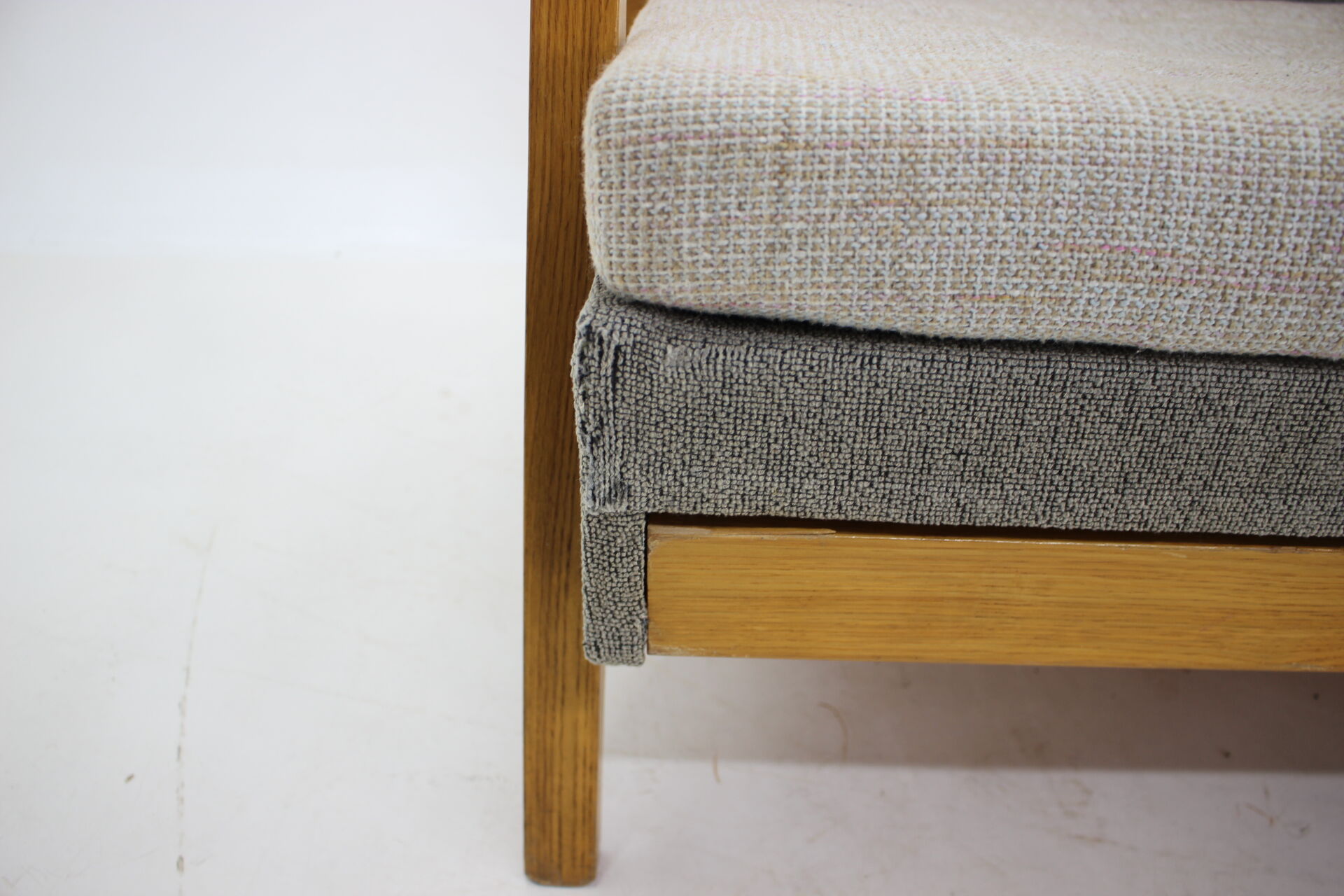 1970s oak 3-seater sofa/bed, czechoslovakia