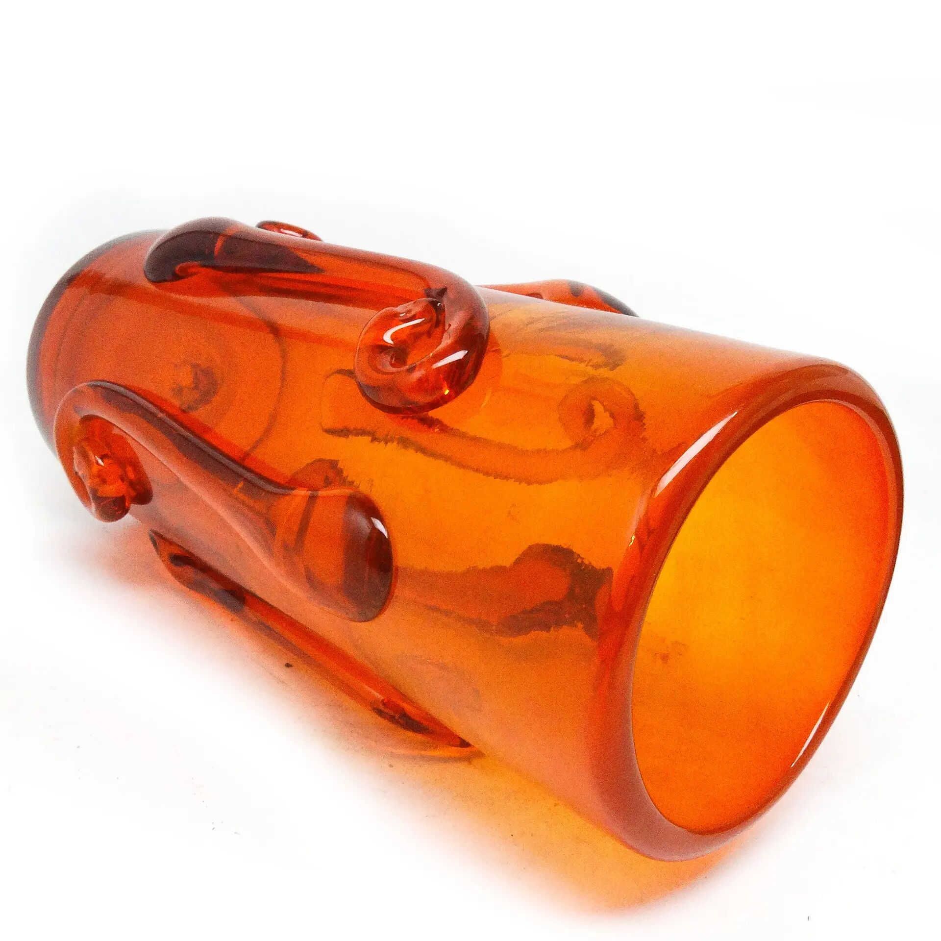 Postmodern vase, orange glass, designed by J. Słuczan-Orkusz, Poland, 1970s