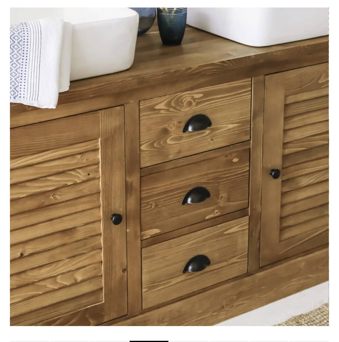 150cm solid pine vanity unit