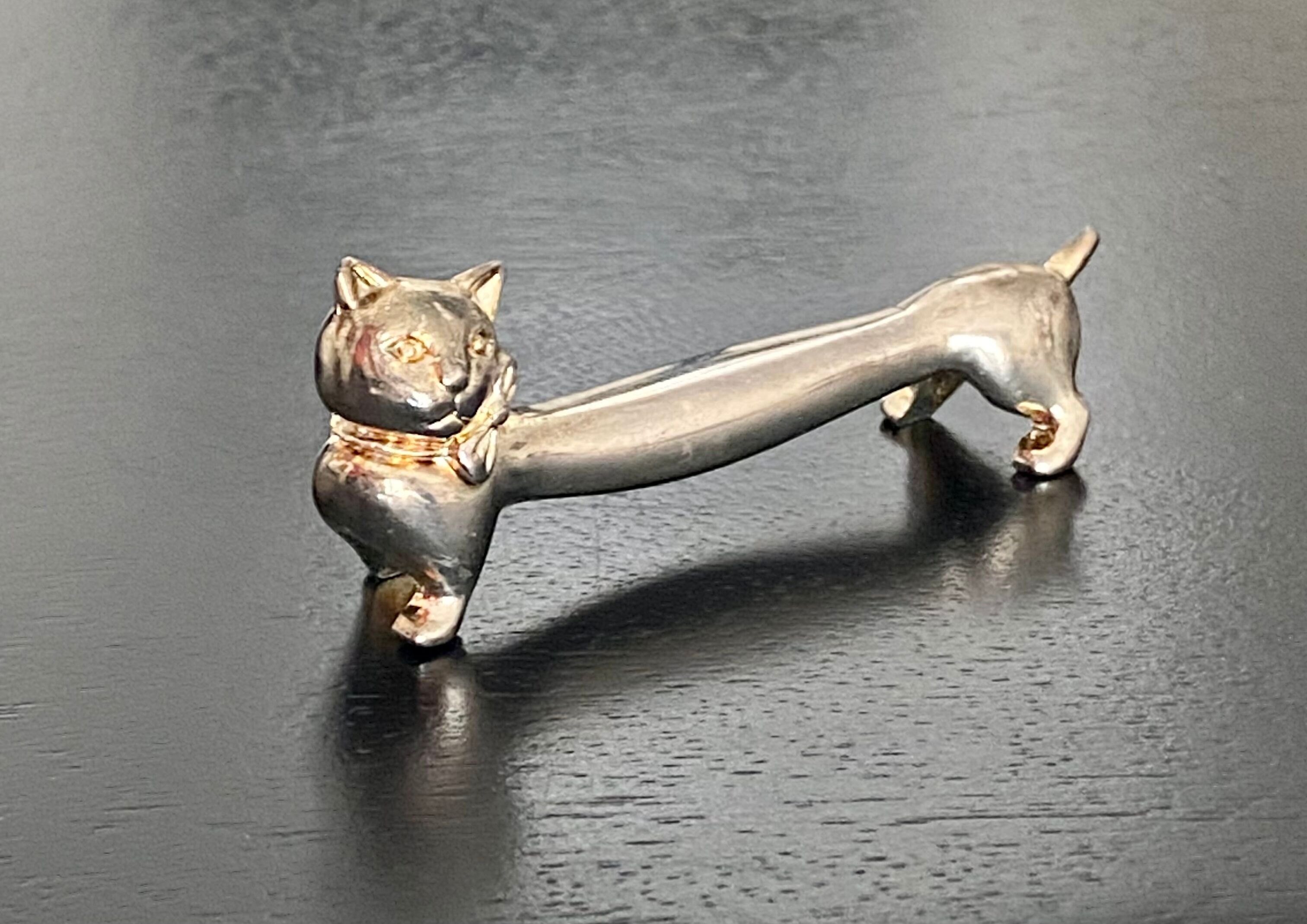 6 porte-couteaux forme chien et chat en métal