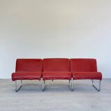 Red leather Remmi sofa by Yrjö Kukkapuro