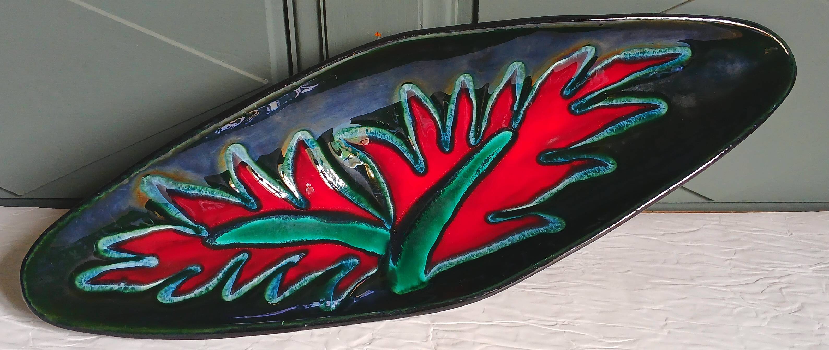Longwy, numbered and hand-decorated pocket bowl from around 1960.