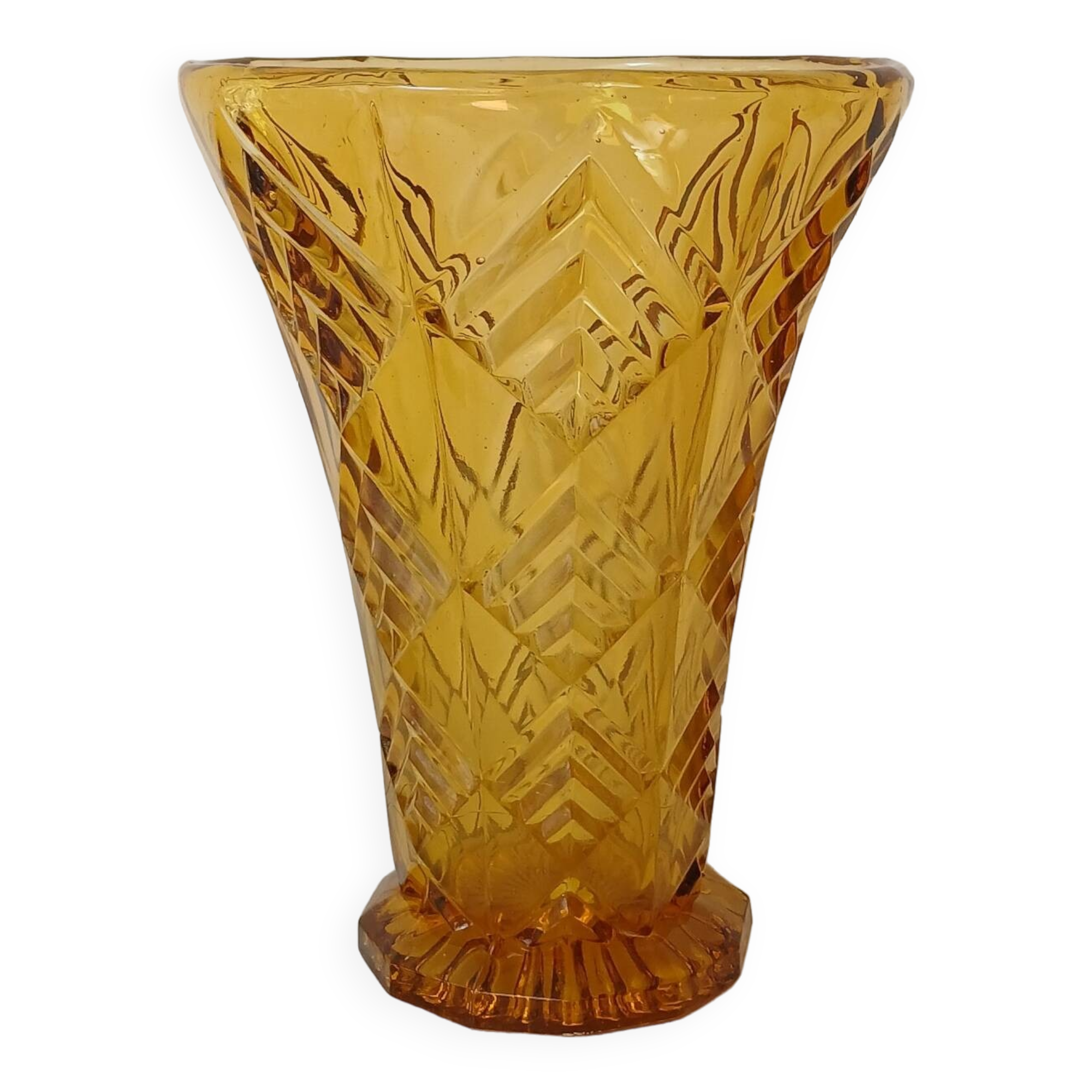 Amber yellow glass vase