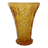 Amber yellow glass vase