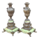 Pair of antique French Art Nouveau bronze vases on a marble base, fireplace decoration, 1800s, Châteaucore cassolettes, unique piece.