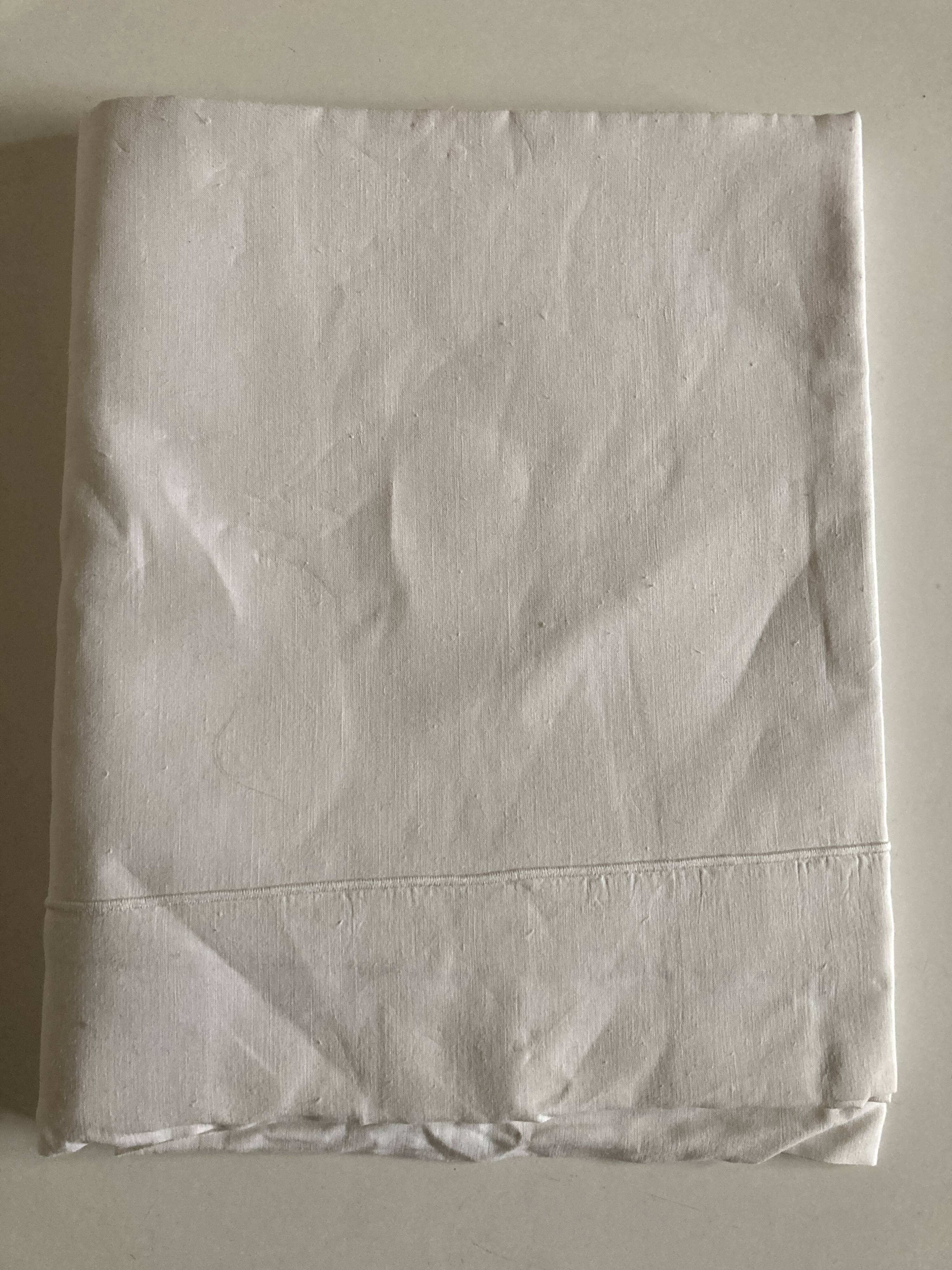 Reserve sheet in linen canvas 1960 embroidered bumblebee Blue Flower