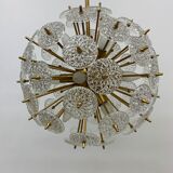 Val Saint Lambert crystal sputnik gold chandelier , 1960’s