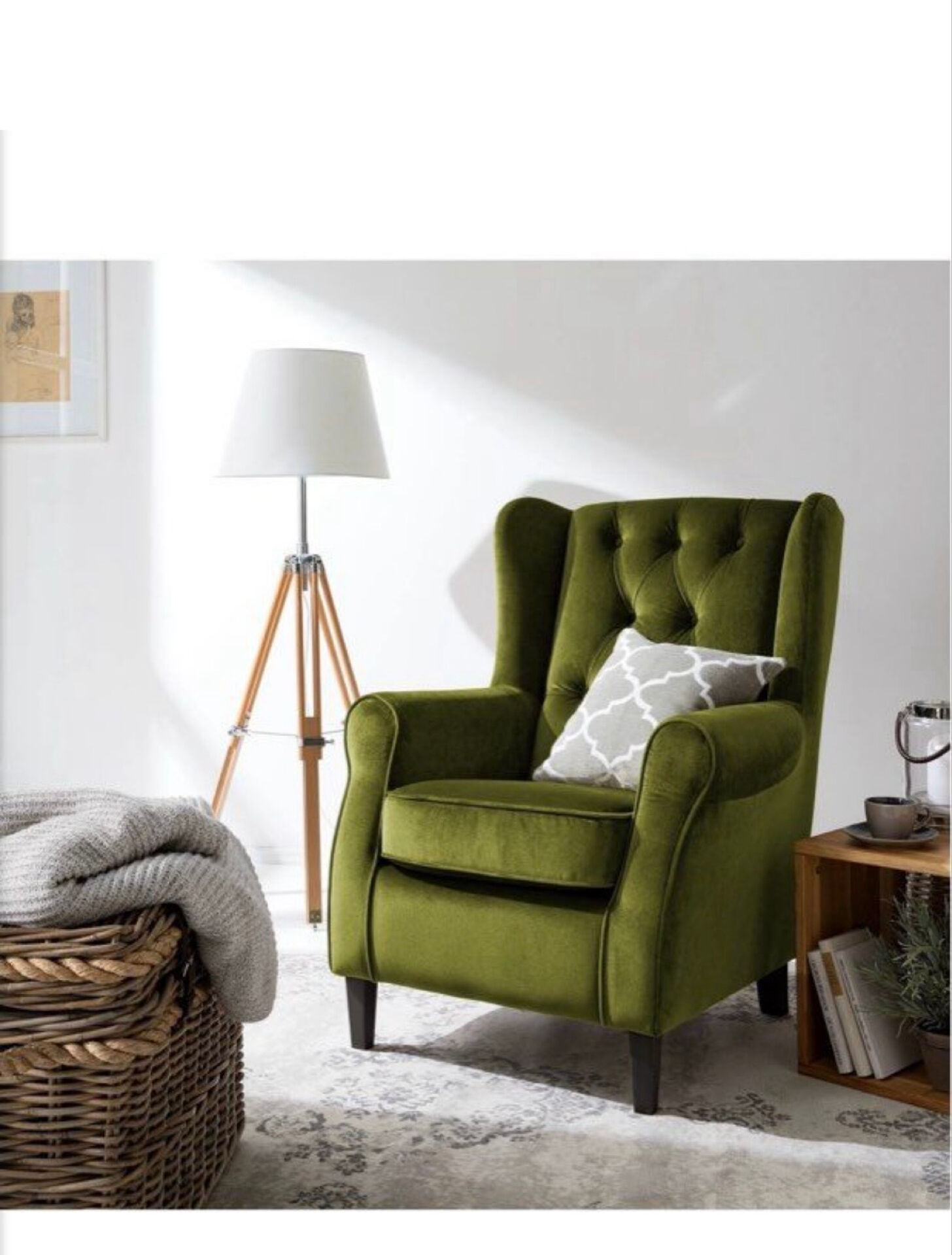 Scandinavian / vintage olive green armchair