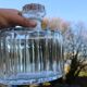Carafe/Decanter in ribbed glass – Vintage oval shape – Faceted stopper