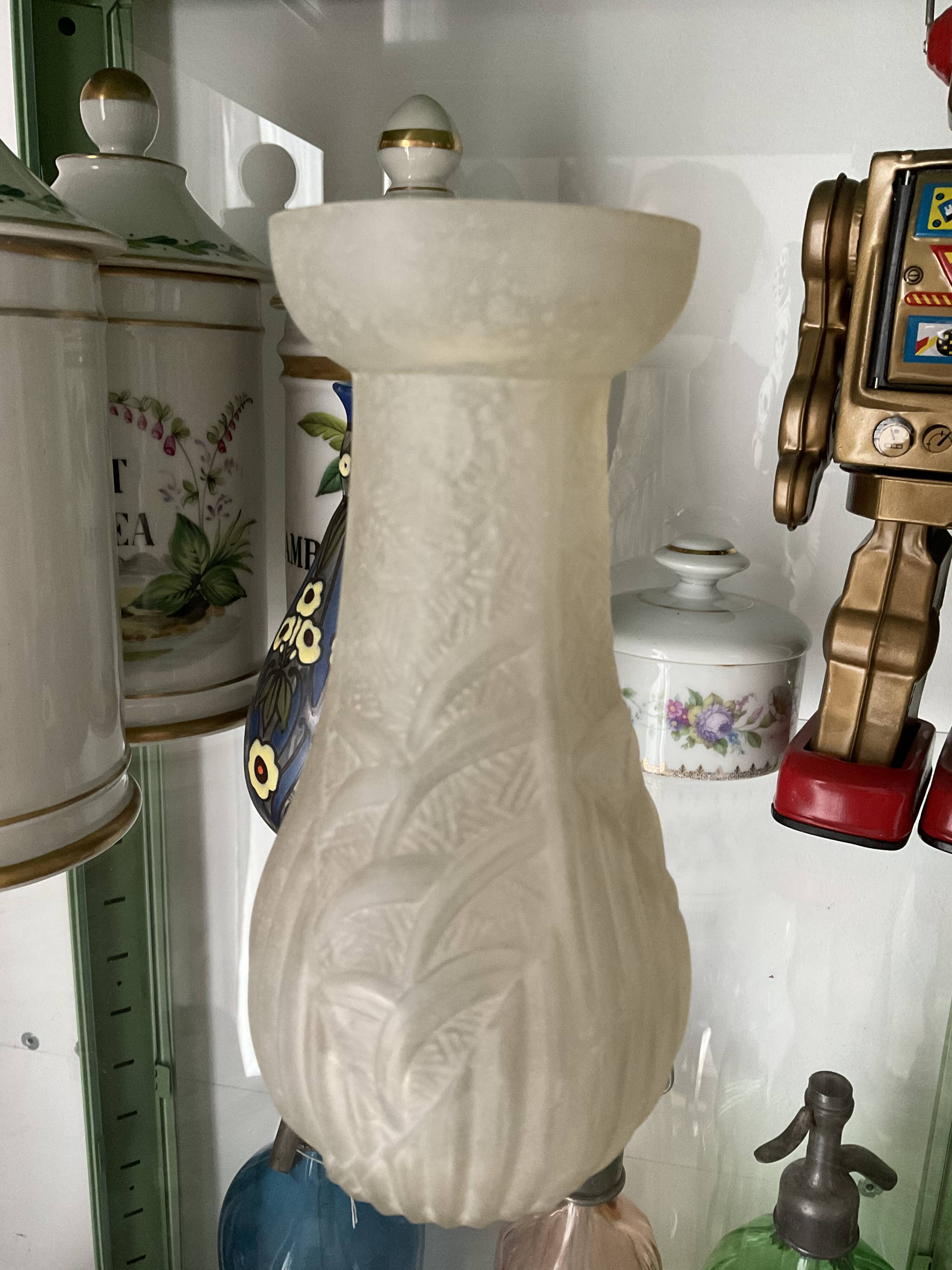 Molded pressed glass vase. Art deco