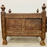 Old oriental wedding chest solid wood primitive design