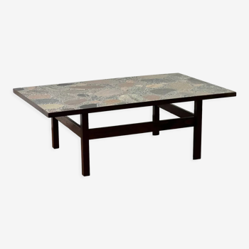 Coffee table "Conglo" by Erling Viskjø in rosewood and terrazzo