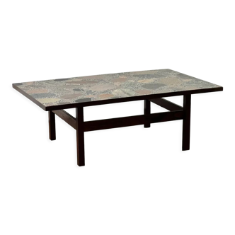 Coffee table "Conglo" by Erling Viskjø in rosewood and terrazzo