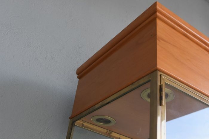 Brass and wood store window