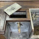 Comptoir de bar en chêne début XXème avec habillage d'époque zinc et étain