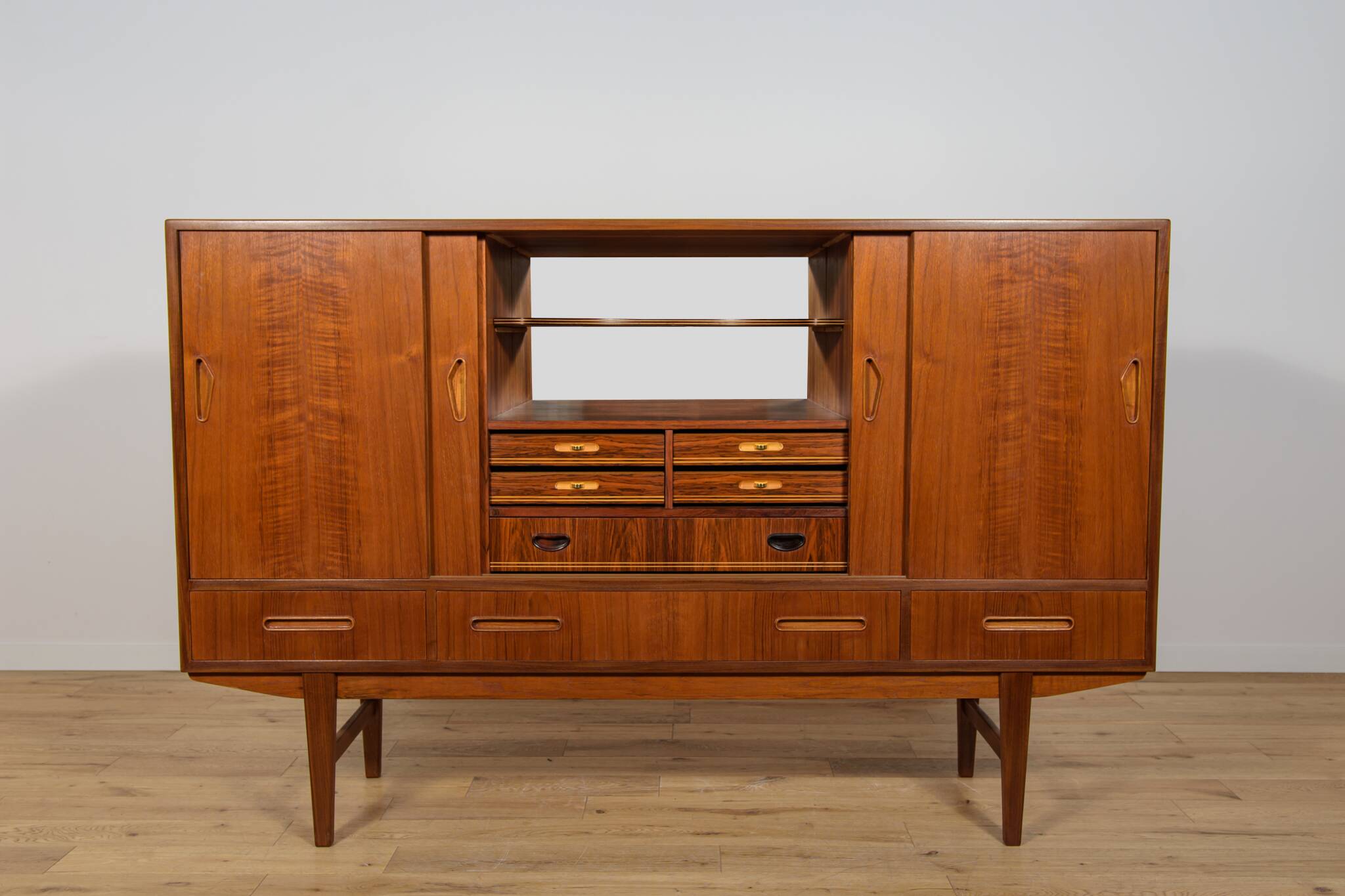 Mid-Century Teak High Sideboard, Denmark, 1960s