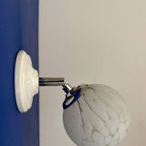 Vintage glass globe wall light from Clichy, white.