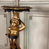 Pair of carved wooden pedestals, black and gold patina circa 1900