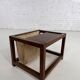 Vintage wooden sofa end with built-in fabric magazine holder