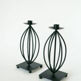 Pair of wrought iron candlesticks, Vintage