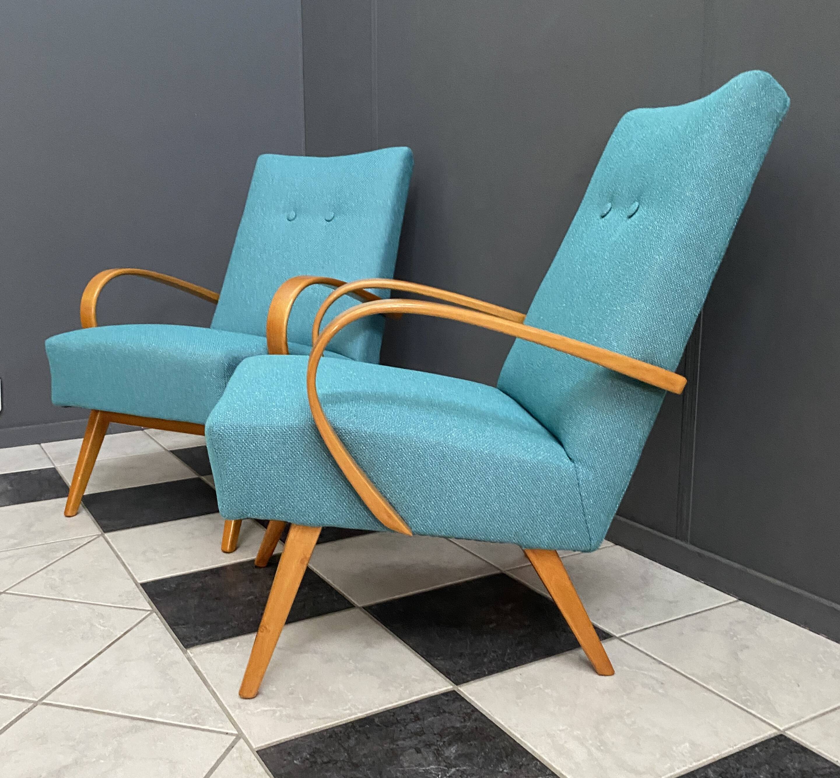 Pair Smidek chairs 1960s reupholstered