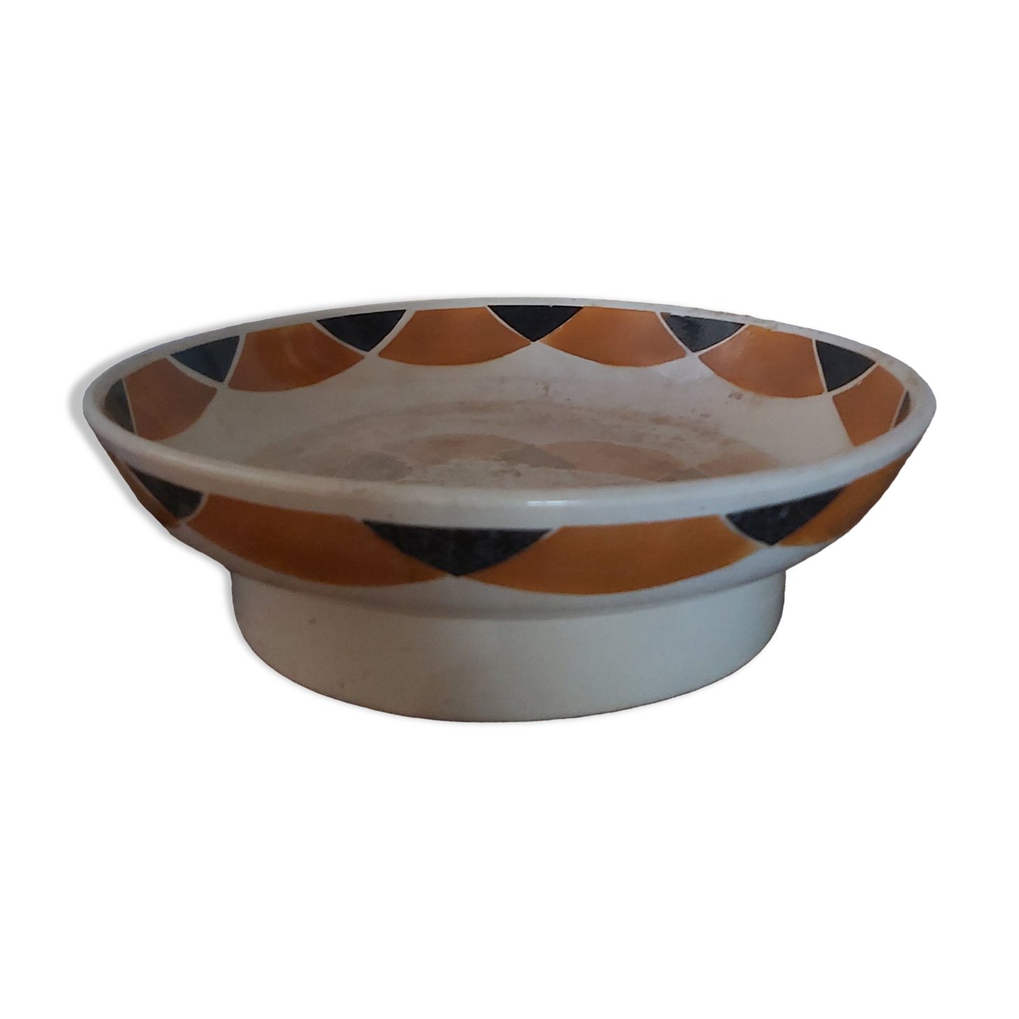 Round flat on Piedouche compotier Badonviller model Henri