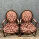 Pair of Louis XVI style armchairs in carved wood circa 1850