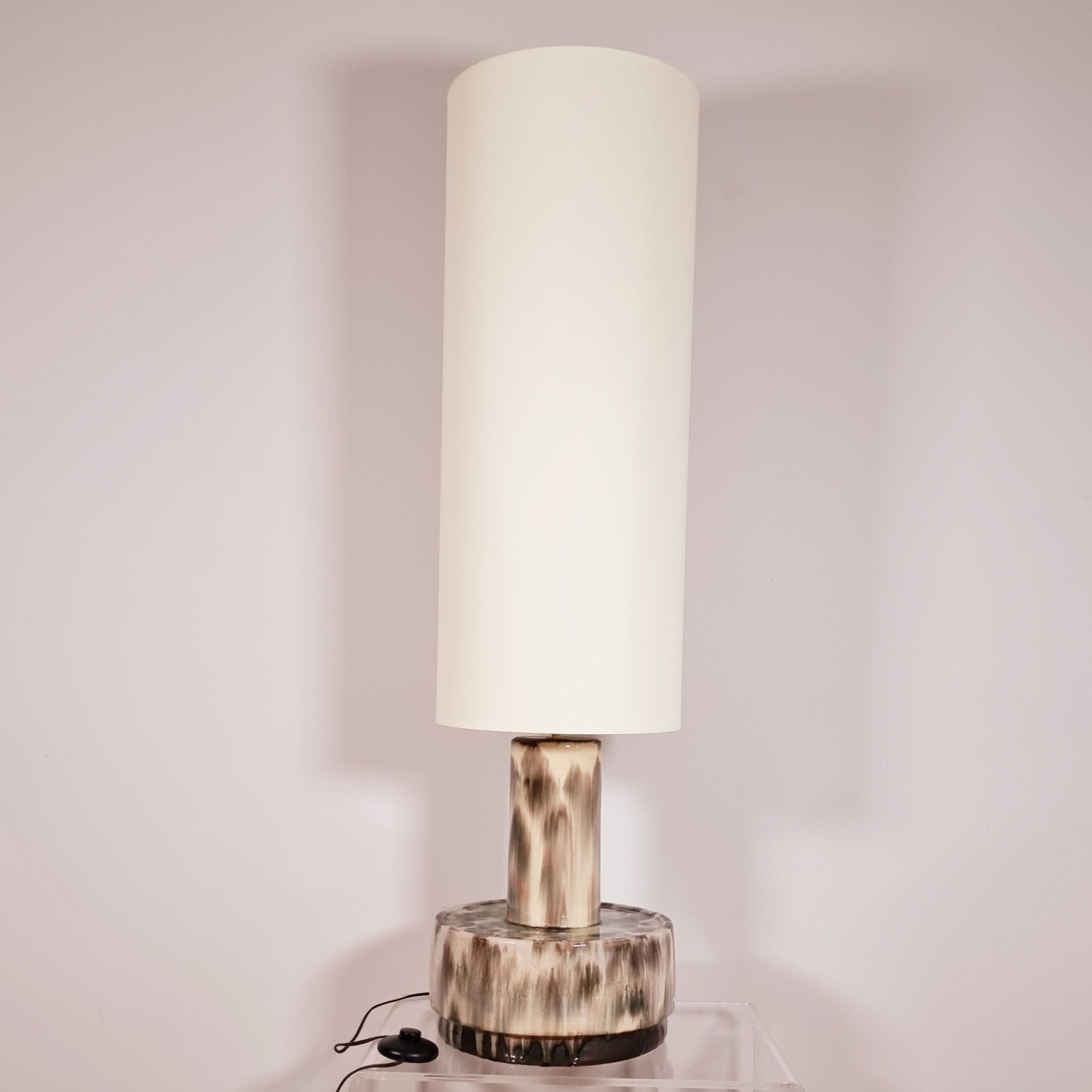 Parquet lamp in celadon glazed ceramic Dijkstra circa 1960 1970