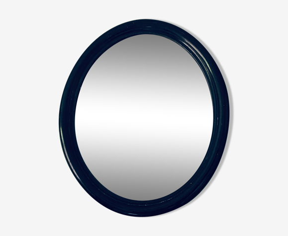 Miroir ancien ovale en bois noir