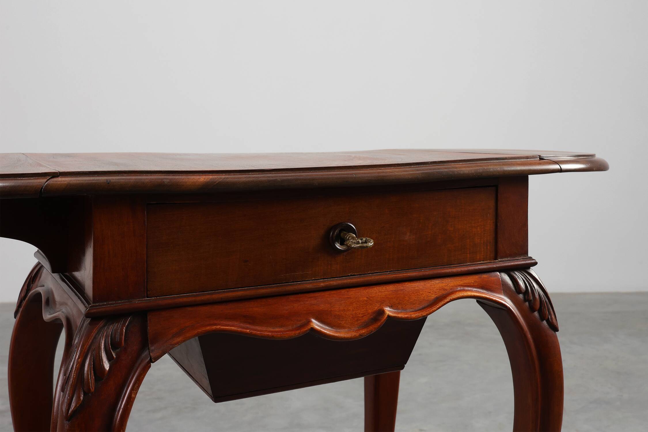 Late 19th‑Century French Louis XV Style Walnut Side Table with Drawer and S