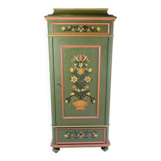 Antique Cabinet Hand Painted With Floral Decorations From 1890s