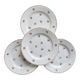 4 vintage dessert plates ceramic red patterns