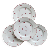 4 vintage dessert plates ceramic red patterns