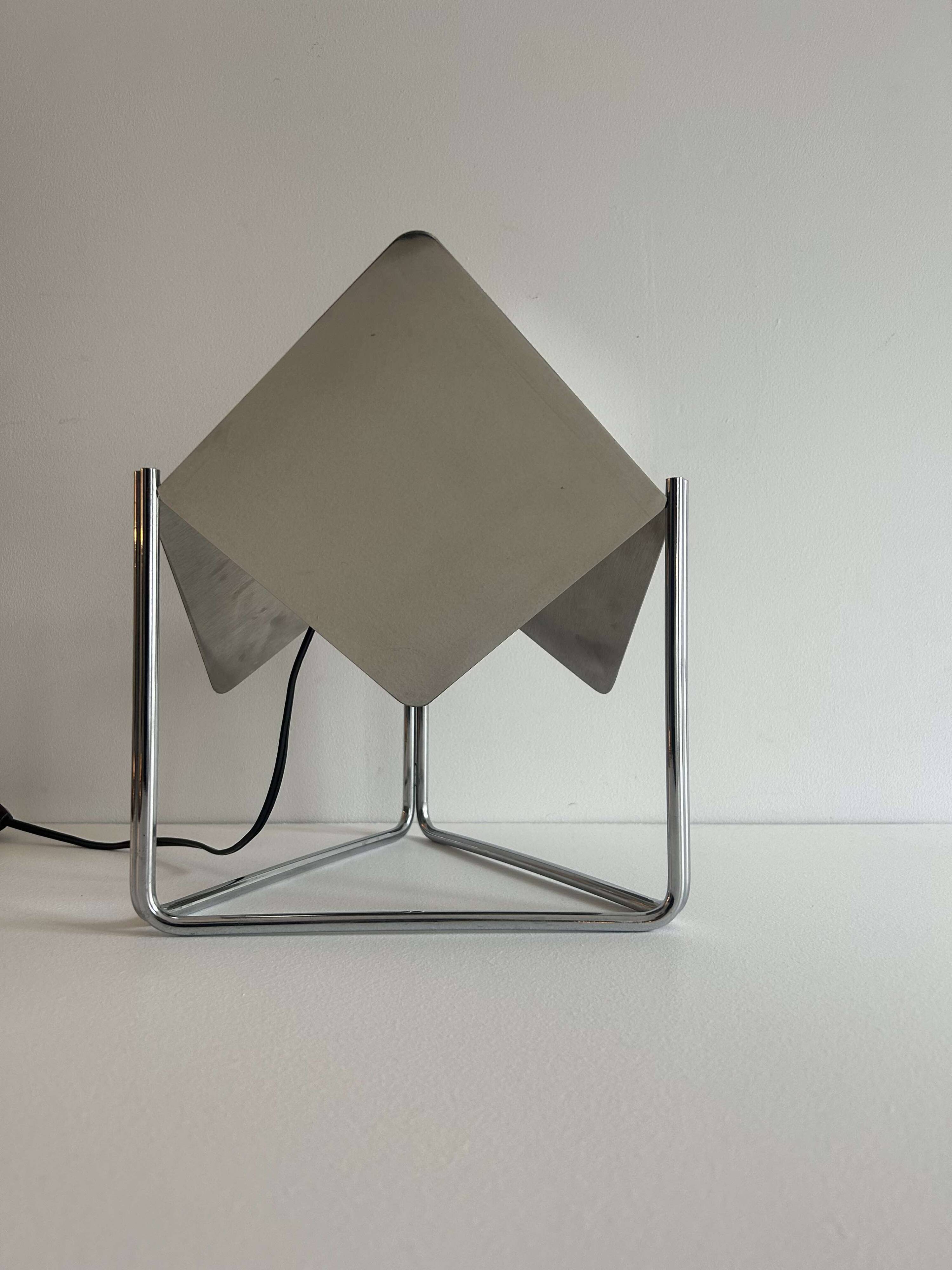 Vintage adjustable table lamp in chromed metal, France 1970