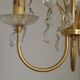 French Vintage Gold Effect Metal-Crystal 3 Light Chandelier Glass Bobeches