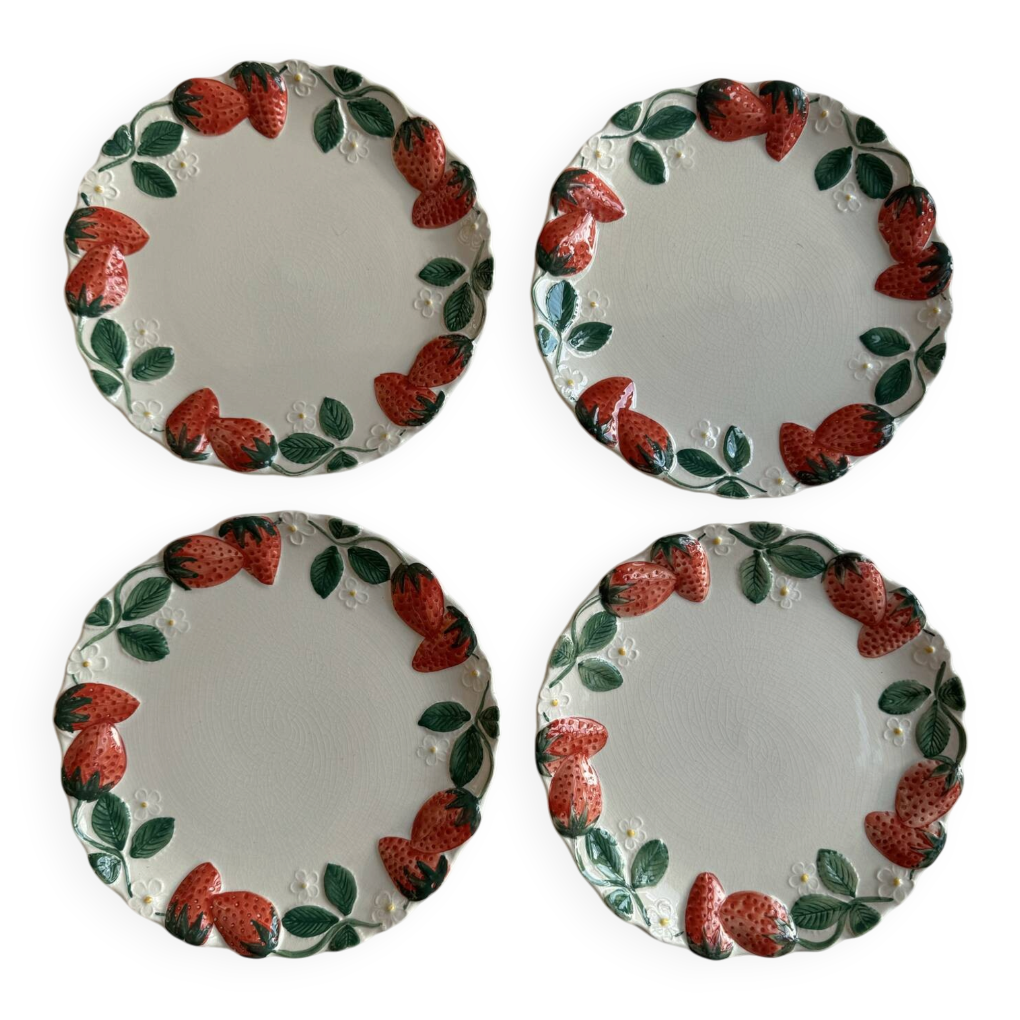 Longchamp antique strawberry barbotine plates