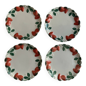 Assiettes barbotine fraises - longchamp