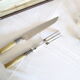 Set de couverts de service gravés initiales CR, en métal inoxydable, vintage