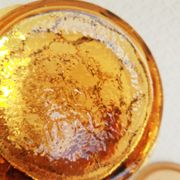 Italian decanter made of amber yellow empoli glass grape-shaped bubbles - vintage